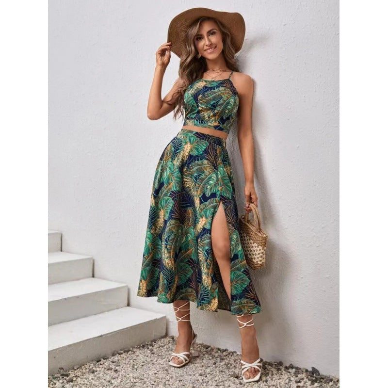 Damen Maxikleid mit floralem Twist und seitlichem Schlitz Drune