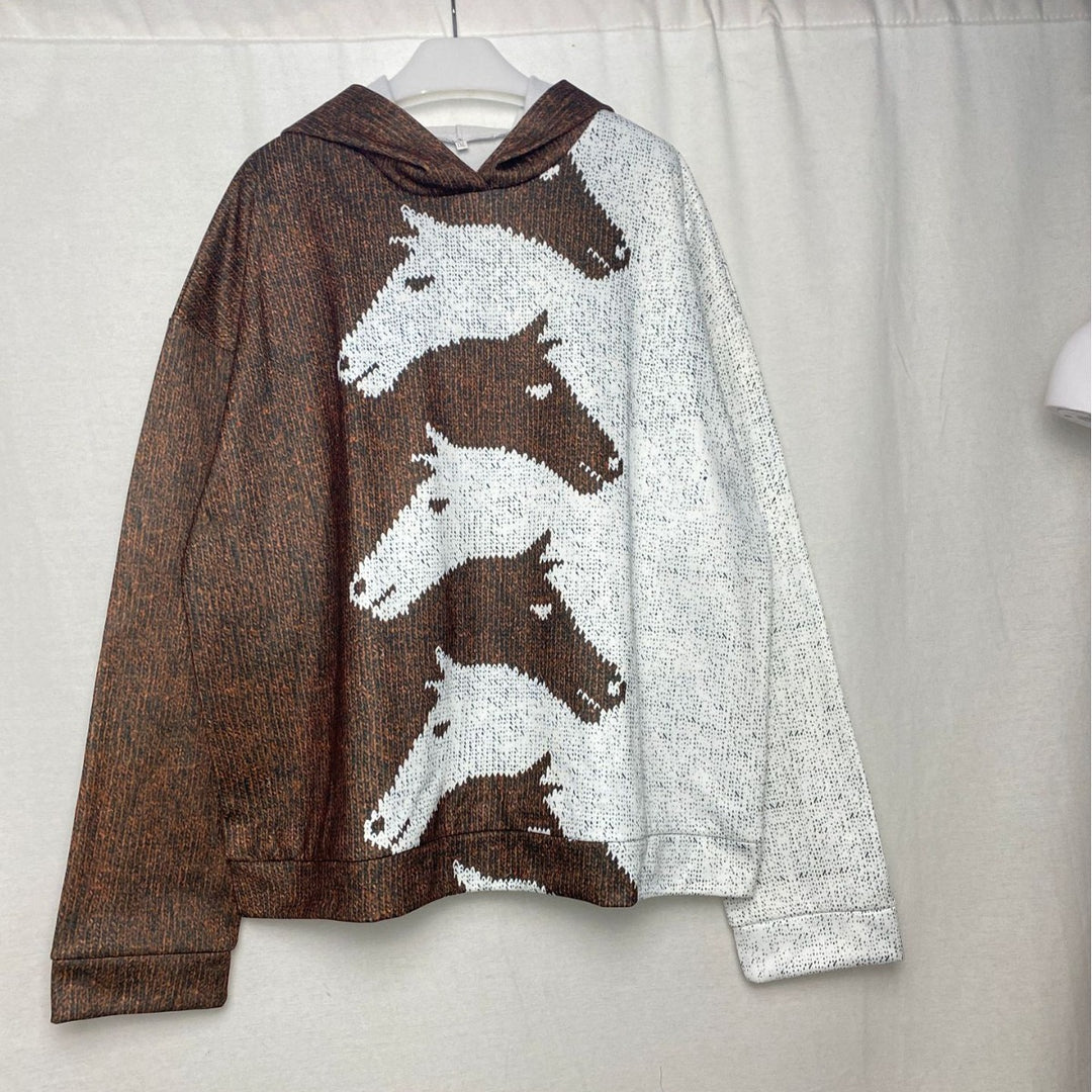 Damen Gemütlicher Hoodie mit Pferdemotiv Drune