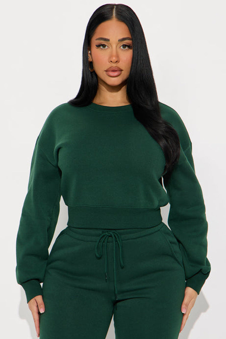 Damen cropped Sweatshirt mit voluminösen Ärmeln Drune