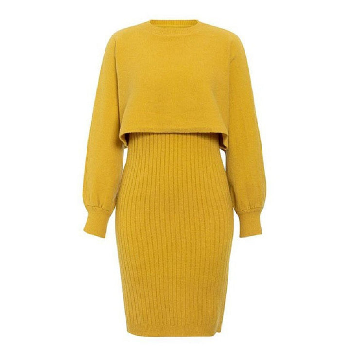 Damen Strickkleid mit integriertem Cropped-Oberteil Drune