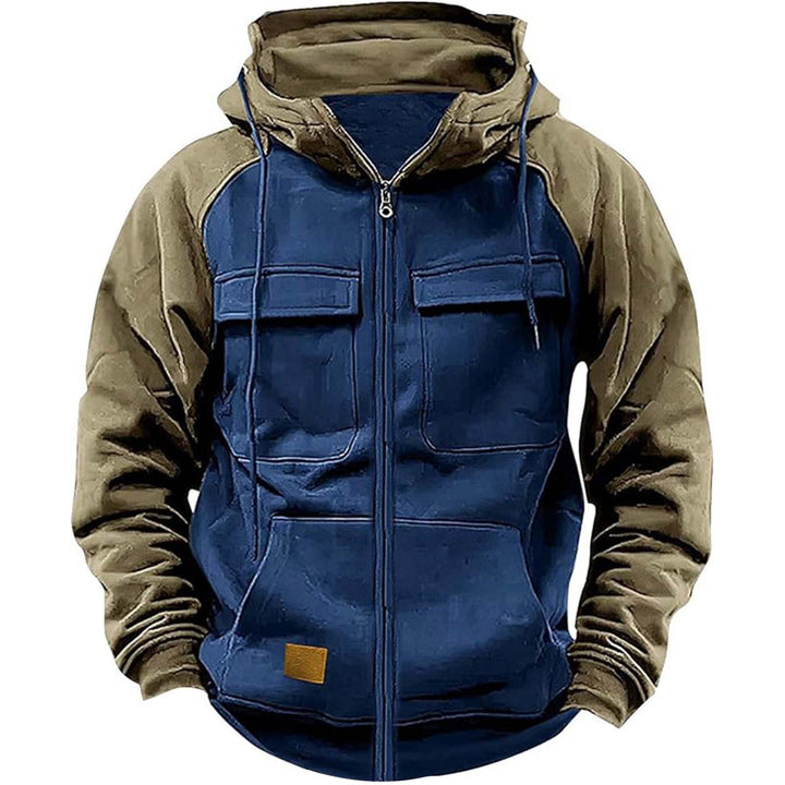 Herren nan Utility-Kapuzenjacke mit Materialmix, Brusttaschen und Reißverschluss Drune