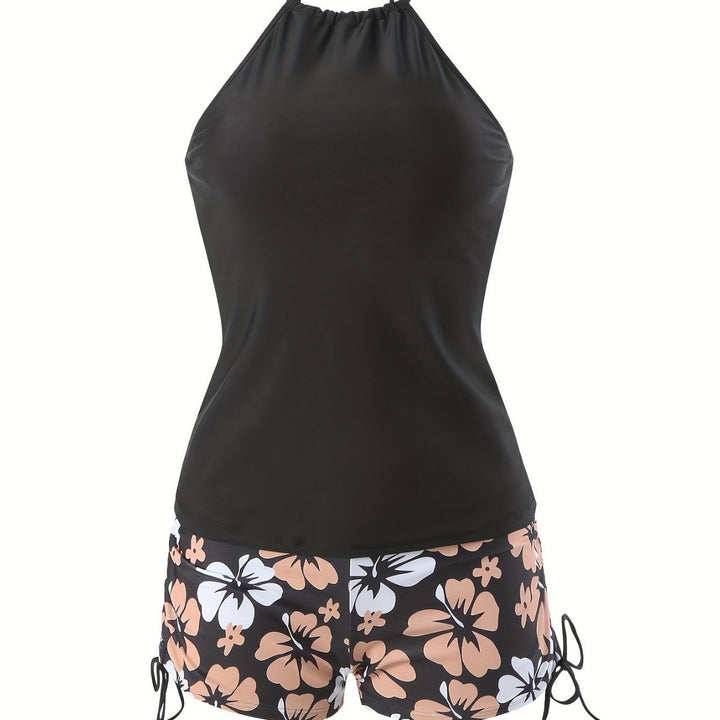 Damen Tankini-Set mit lässigem Oberteil und hoch taillierten Shorts Drune