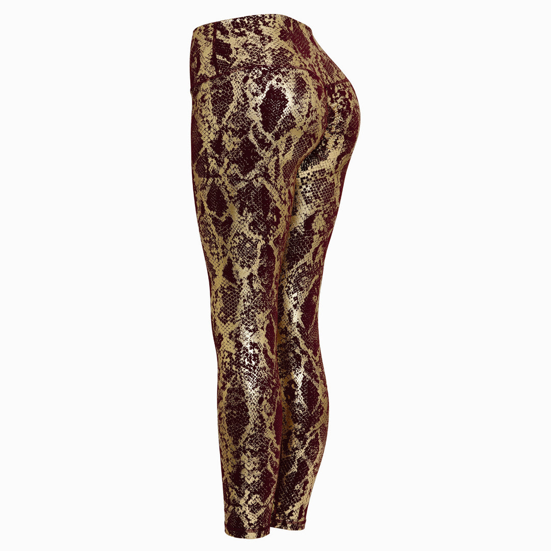 Damen Sportleggings im Schlangenprint mit hohem Bund Drune