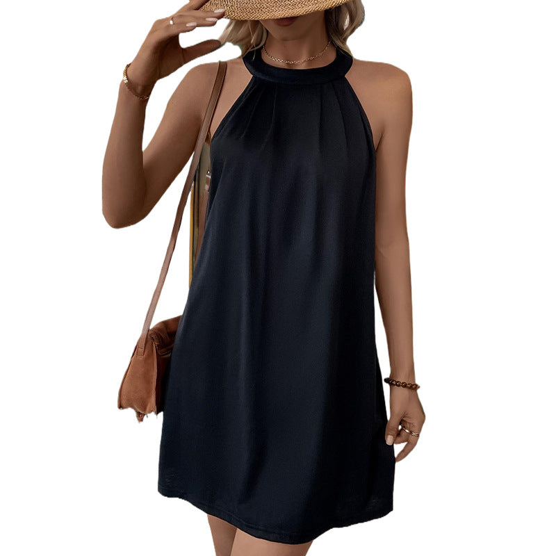 Damen Kurzkleid mit hohem Kragen und lockerem Schnitt Drune