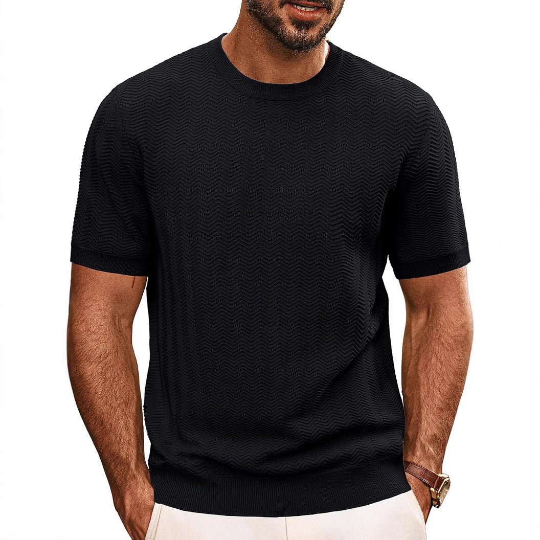 Herren strukturiertes Rundhals T-Shirt Drune