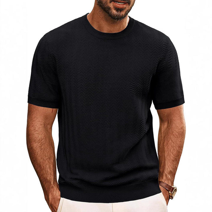 Herren strukturiertes Rundhals T-Shirt Drune