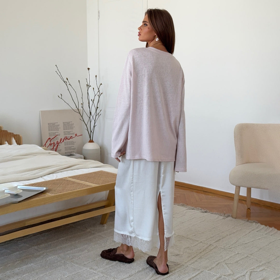 Damen Langarmshirt mit modischem Reißverschluss und sanften Nähten Drune