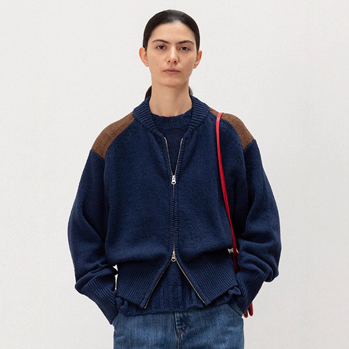 Damen Modische Strickjacke mit Reißverschluss Drune