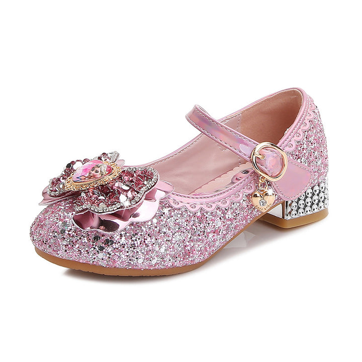 Mädchen Festliche Glitzer Ballerinas mit Blumenapplikation Drune