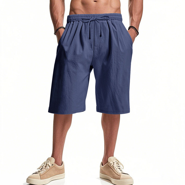 Herren nan lässige Bermudashorts aus Baumwollmix mit elastischem Bund Kordelzug und Seitentaschen Drune