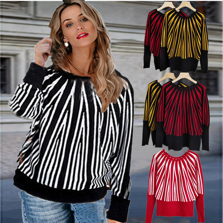 Damen Pullover mit modernem Streifenmuster und lässigem Schnitt Drune