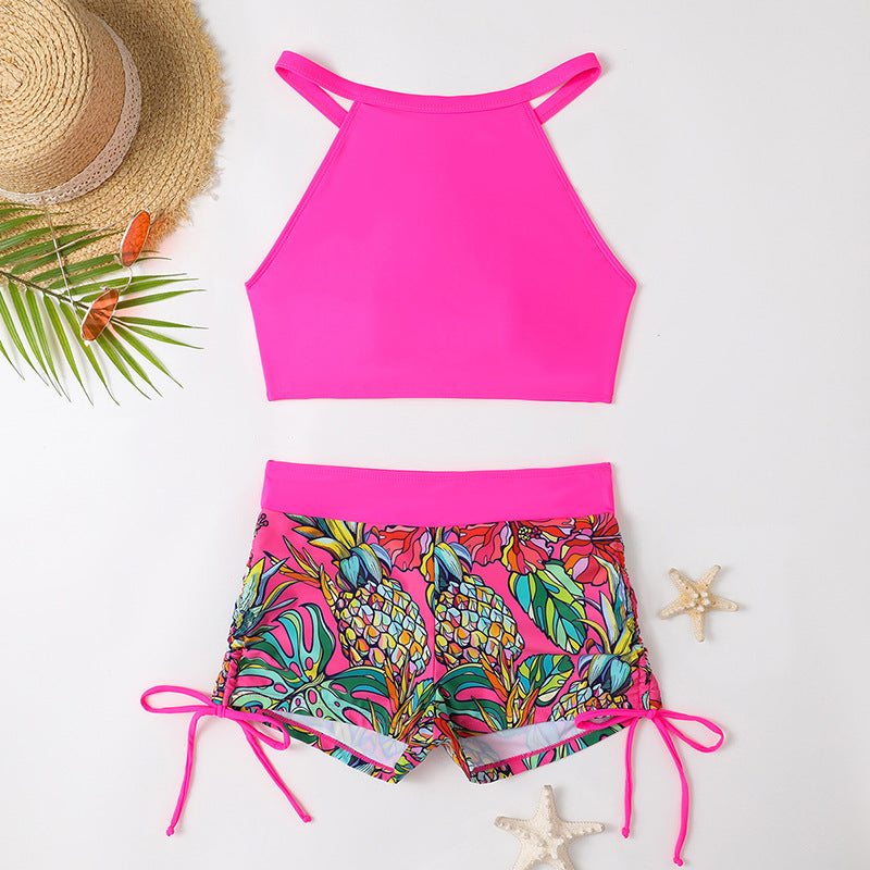 Damen Sportliches Bikini-Set mit anpassbarem Oberteil und bunten Shorts Drune