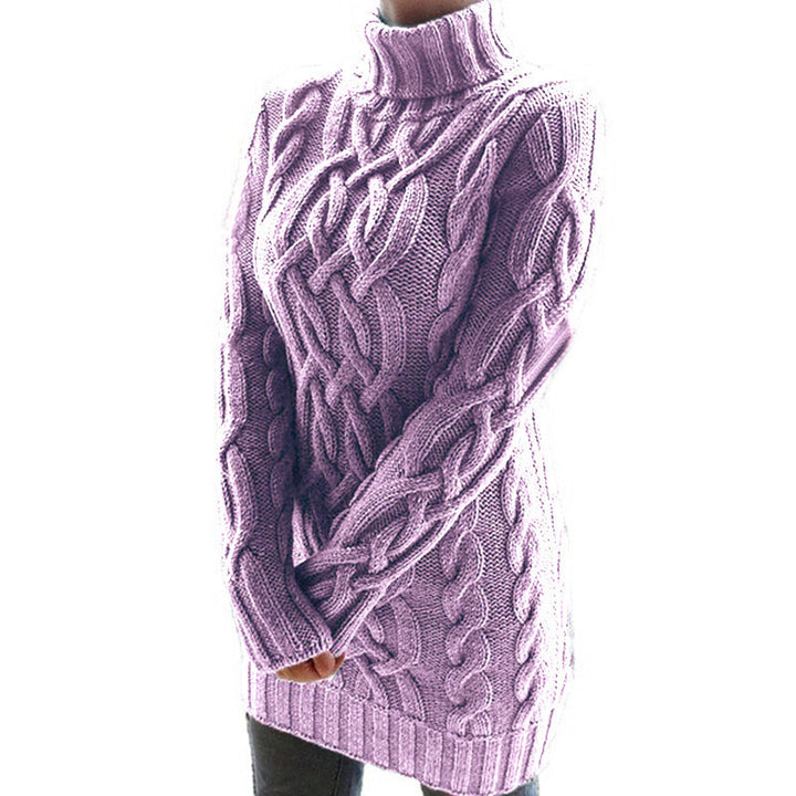 Damen Strickpullover mit hochgeschlossenem Kragen und ausgefallenem Zopfmuster Drune