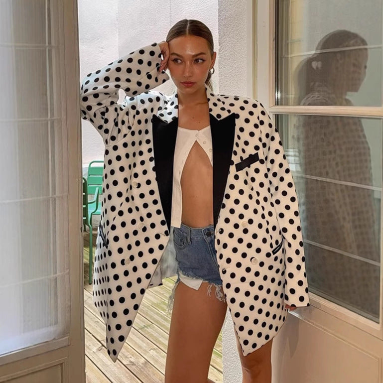 Damen Oversized Blazer mit Punkten Drune