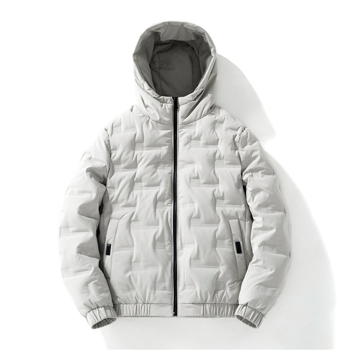 Herren nan isolierende Kapuzen-Steppjacke mit geprägtem Quadratmuster und elastischen Bündchen Drune