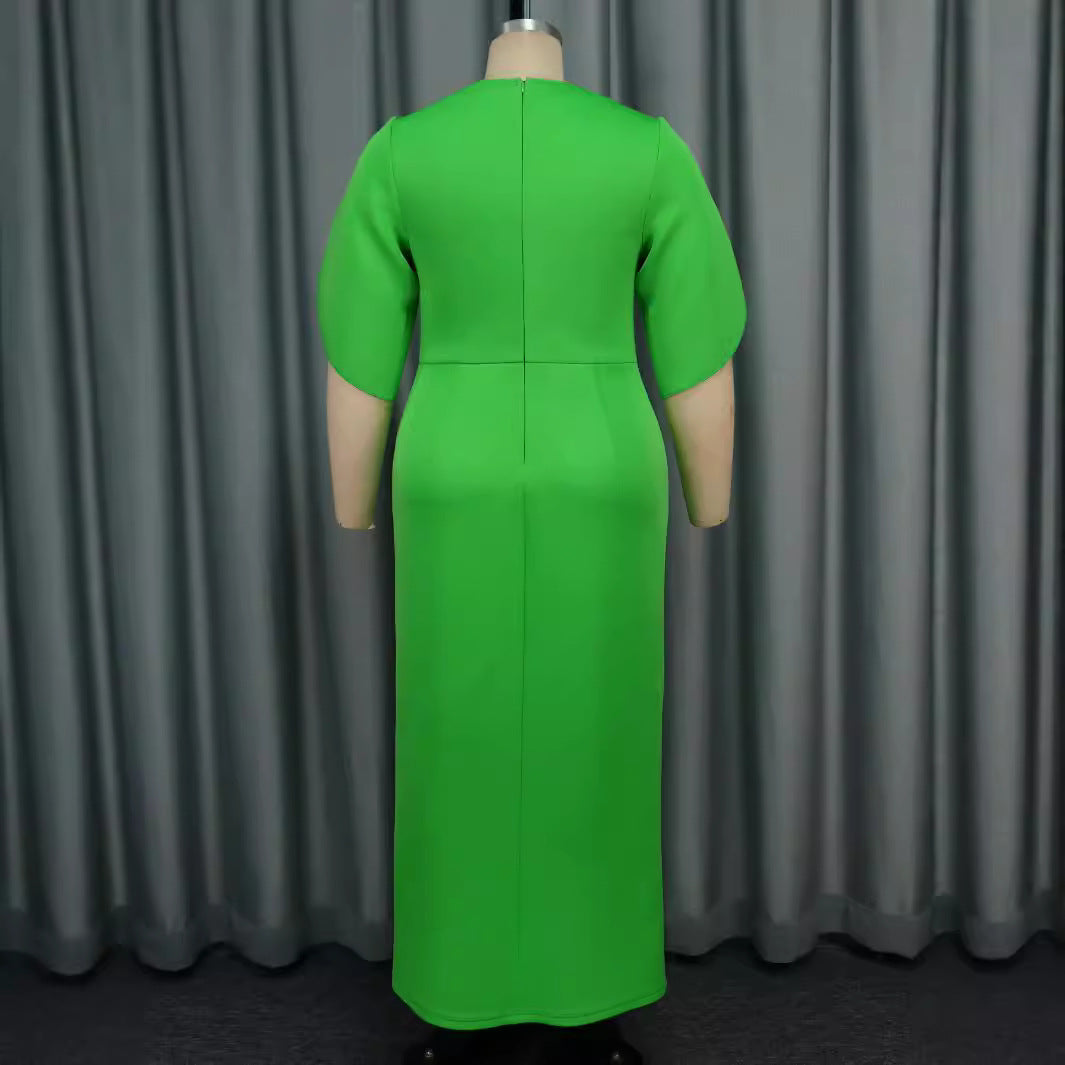 Damen Glamouröses Maxikleid mit funkelndem Fransenkragen Drune