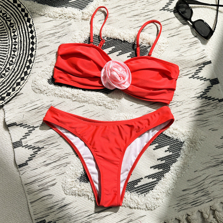 Damen Bikini-Set mit eleganter Rüschendetailierung und verführerischem Blumenakzent Drune