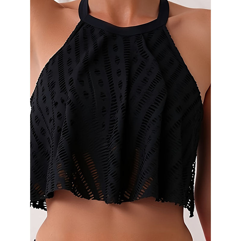 Damen Badeshirt mit hohem Kragen und luftiger Einsätzen Drune