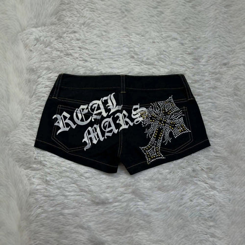 Damen Trendige Jeans-Shorts mit glitzernden Applikationen Drune