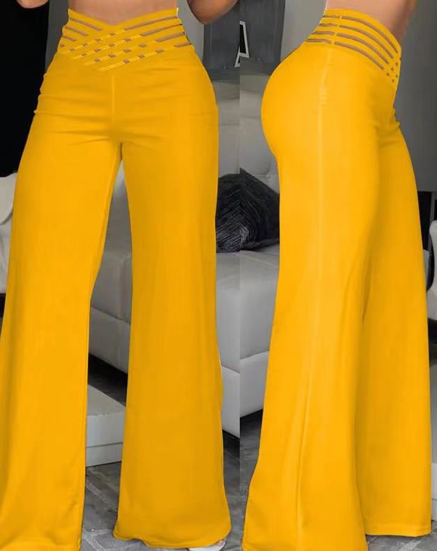 Damen Elegante High-Waist Palazzo-Hose mit Cut-Out-Details Drune