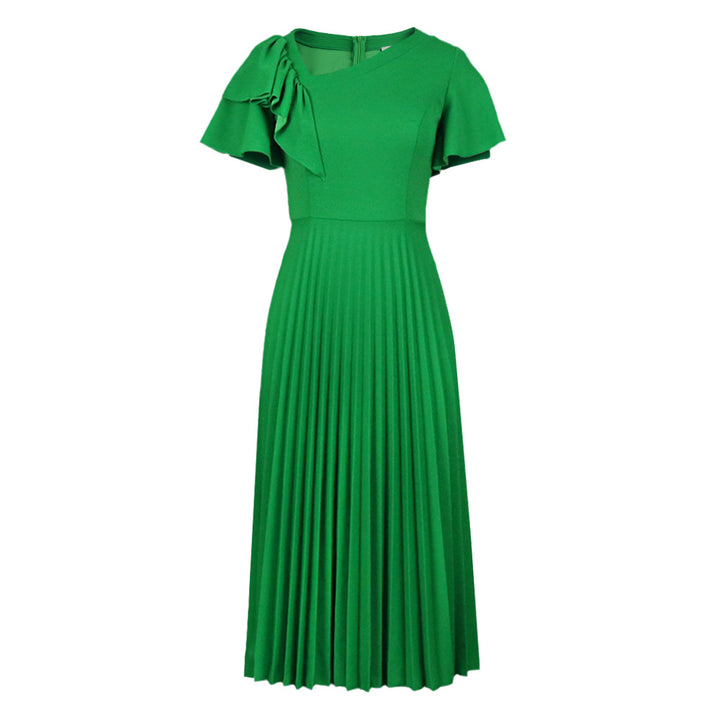 Damen Plissee-Kleid mit asymmetrischem Schnitt und eleganter Rüsche Drune