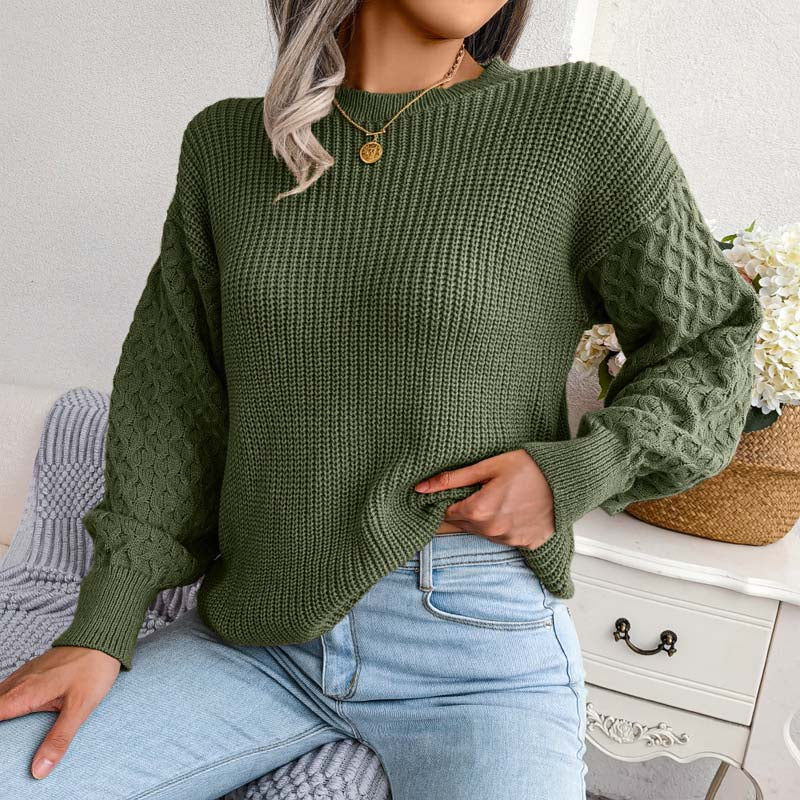 Drune | Schlichter Pullover Aus Einfarbigem Strickdesign