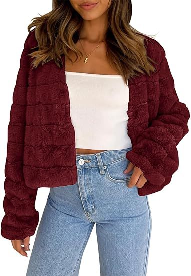 Damen Flauschige und modische Kurzjacke Drune