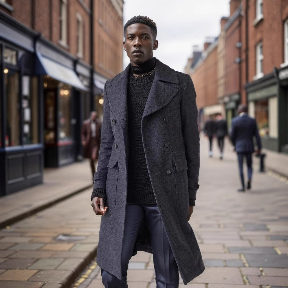 Herren klassischer Dufflecoat mit doppeltem Knopfverschluss und praktischen Taschen Drune