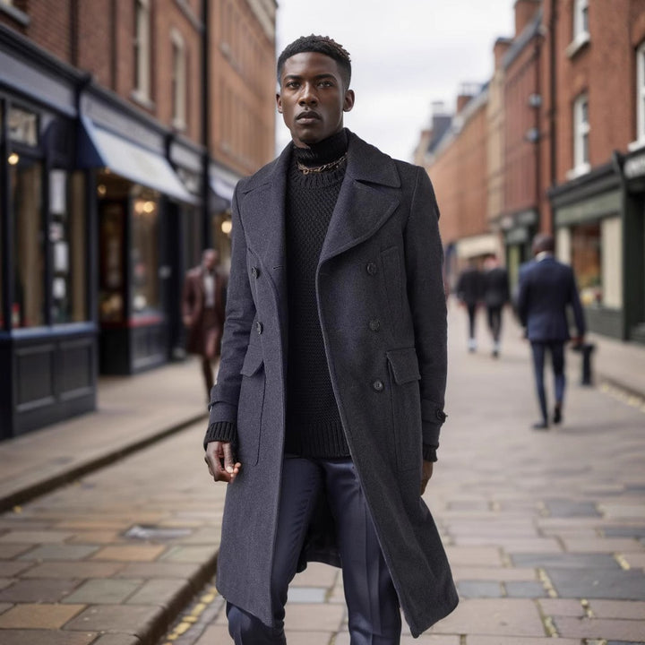 Herren klassischer Dufflecoat mit doppeltem Knopfverschluss und praktischen Taschen Drune
