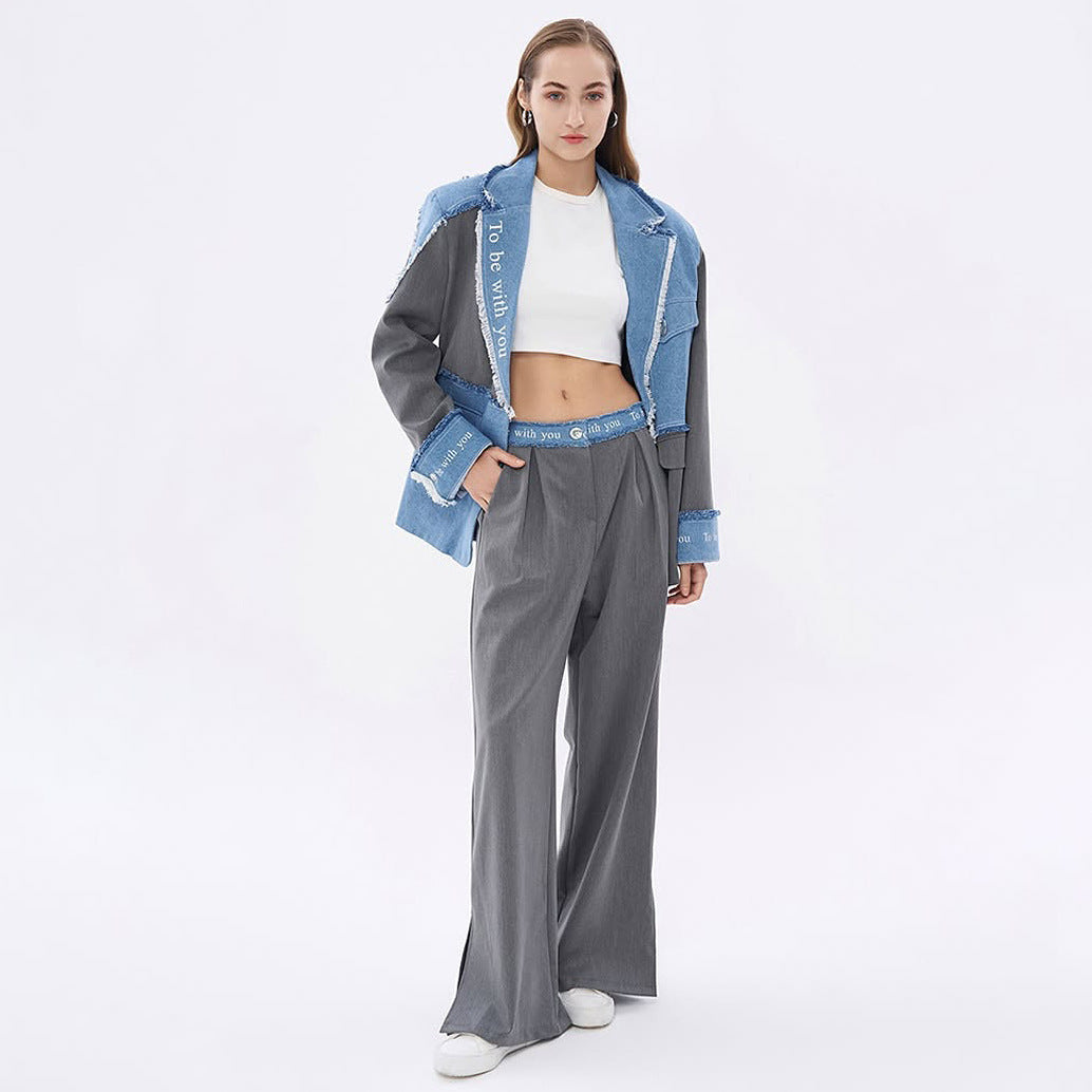 Damen Modischer Blazer mit lässigen Denim-Akzenten und eleganten Details Drune