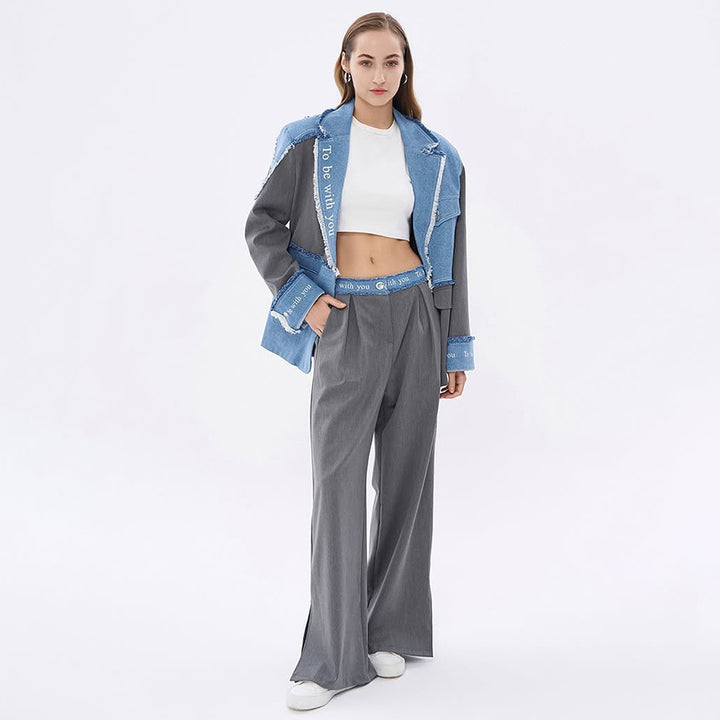 Damen Modischer Blazer mit lässigen Denim-Akzenten und eleganten Details Drune