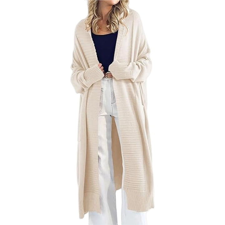 Damen Langer Strickcardigan mit strukturiertem Muster und praktischen Taschen Drune