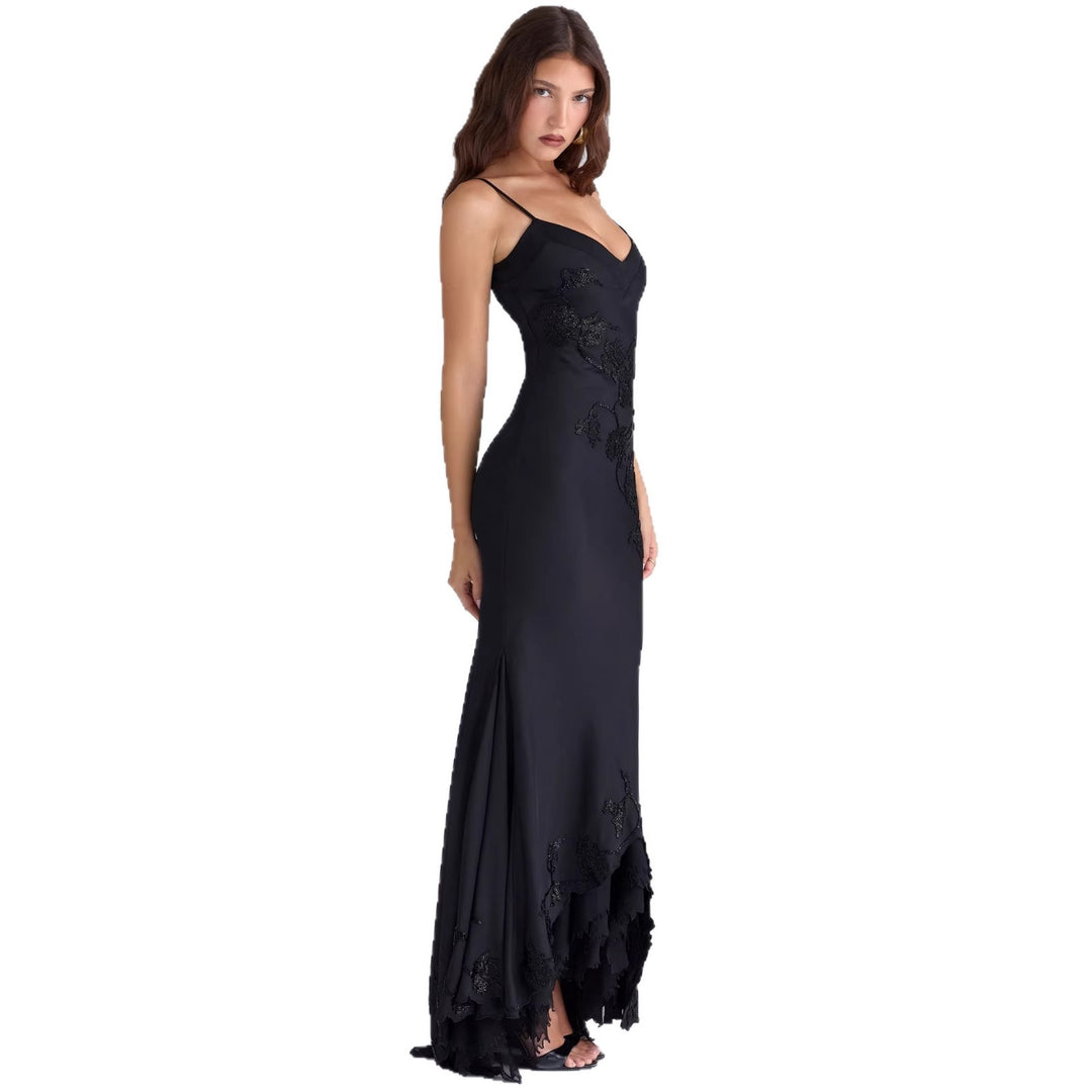 Damen Elegantes Abendkleid mit floralem Spitzenbesatz Drune