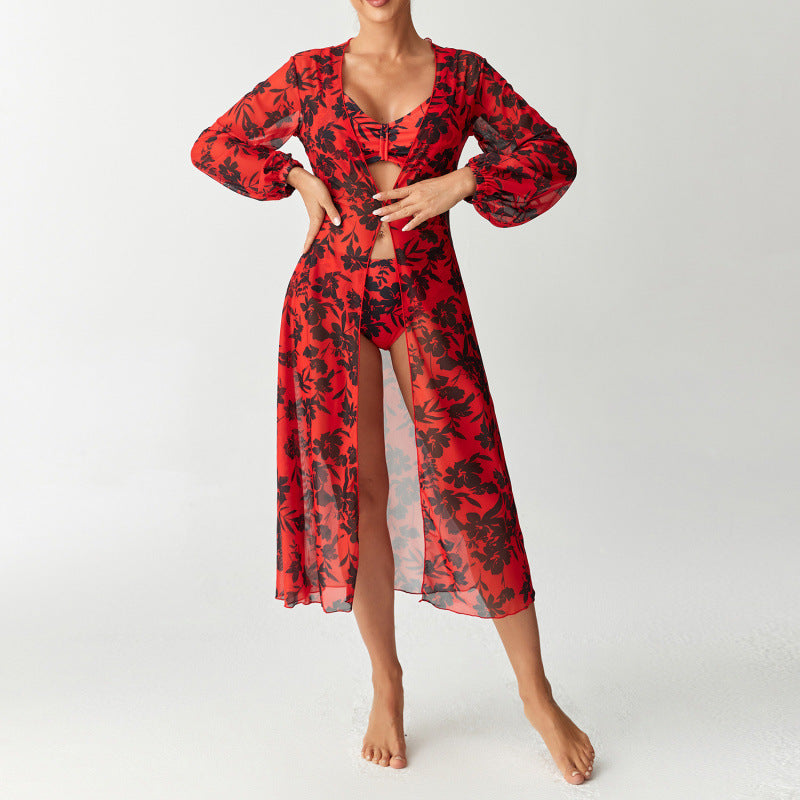 Damen Bikiniset mit farbenfrohem Design und transparenter Strandumhüllung Drune