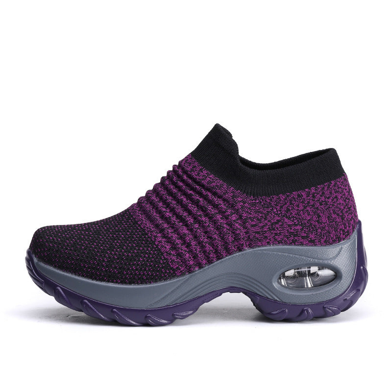 Damen gestrickter Slip-On Sportsneaker mit luftgepolsterter Zwischensohle Drune
