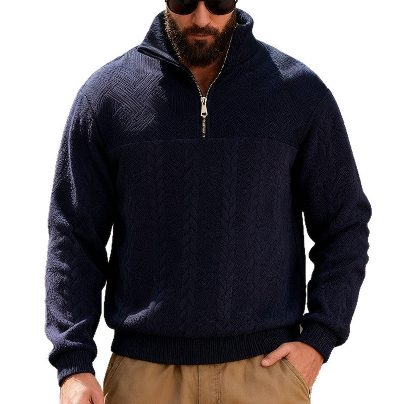 Herren Fleece-Pullover mit hohem Kragen und Reißverschluss Drune