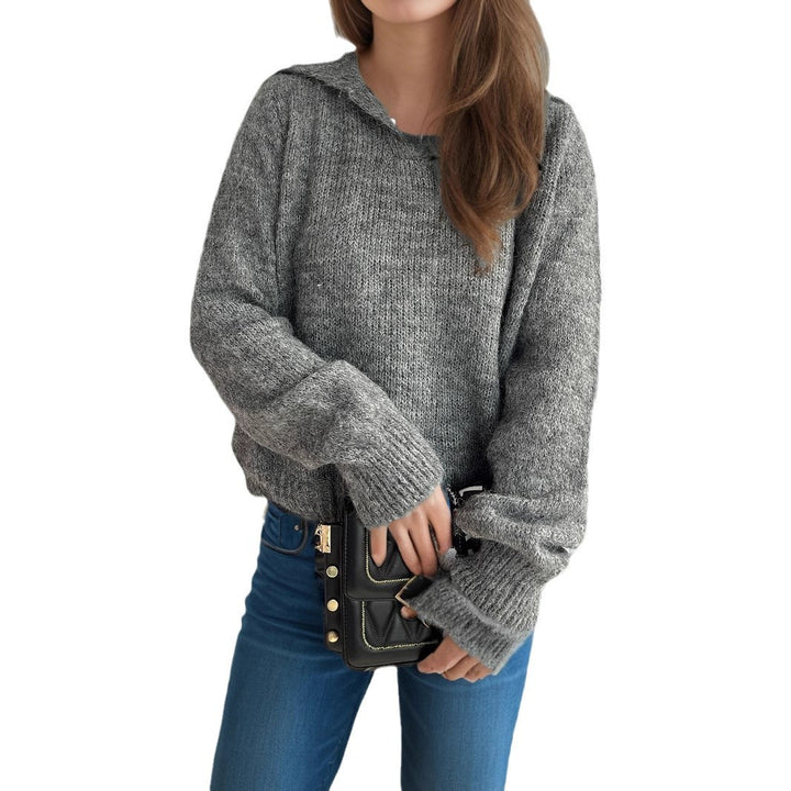 Damen lässiger Pullover mit voluminösen Ärmeln und modernem Strukturstrick Drune