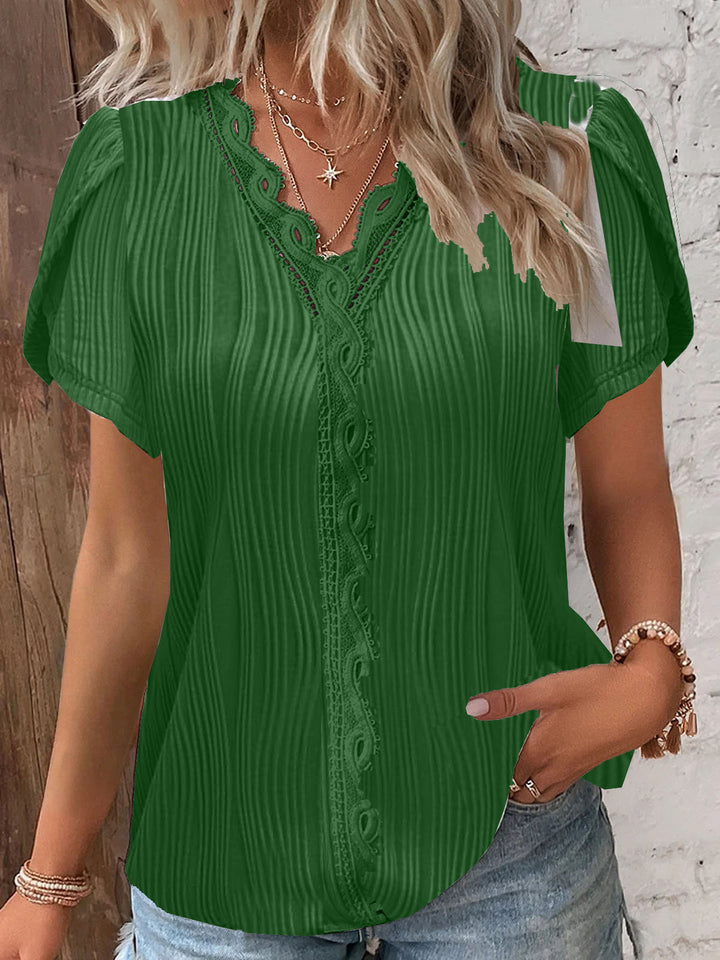 Damen spitzenbesetzte knopfleistenbluse Drune