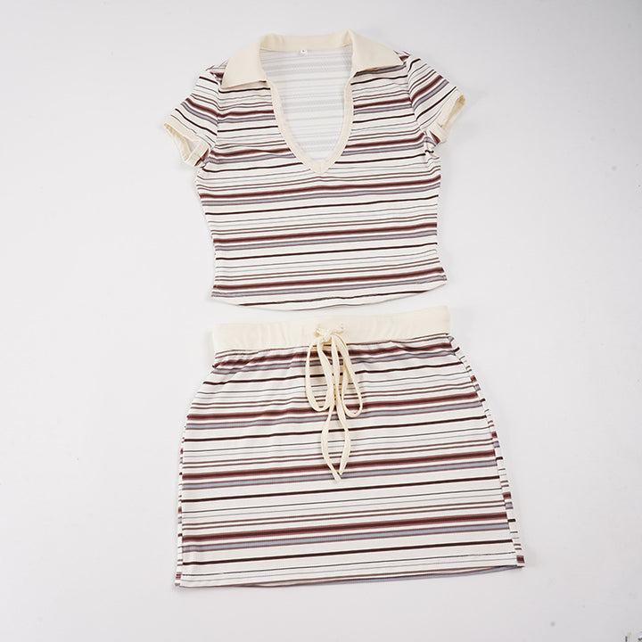 Damen gestreiftes Zweiteiliges Freizeitoutfit Drune