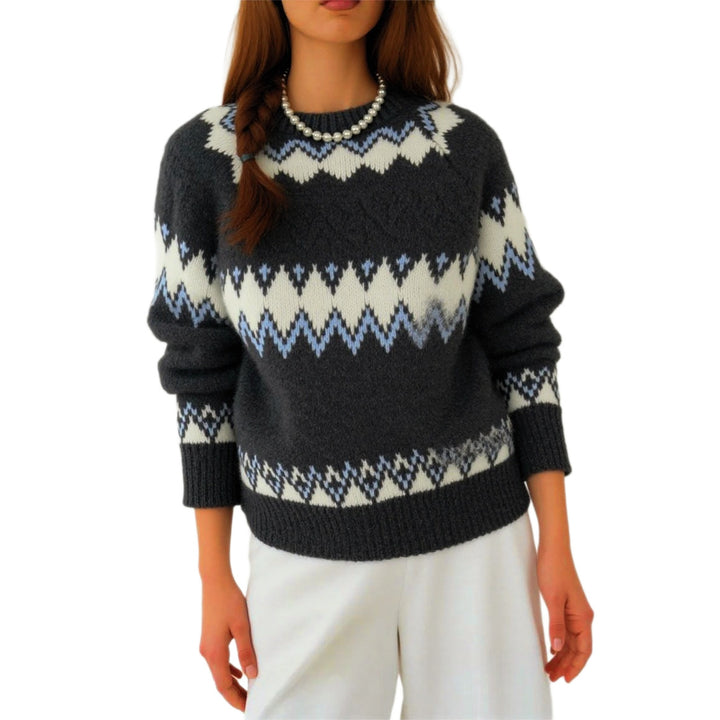 Damen Strickpullover mit grafischem Muster und weichem Material Drune