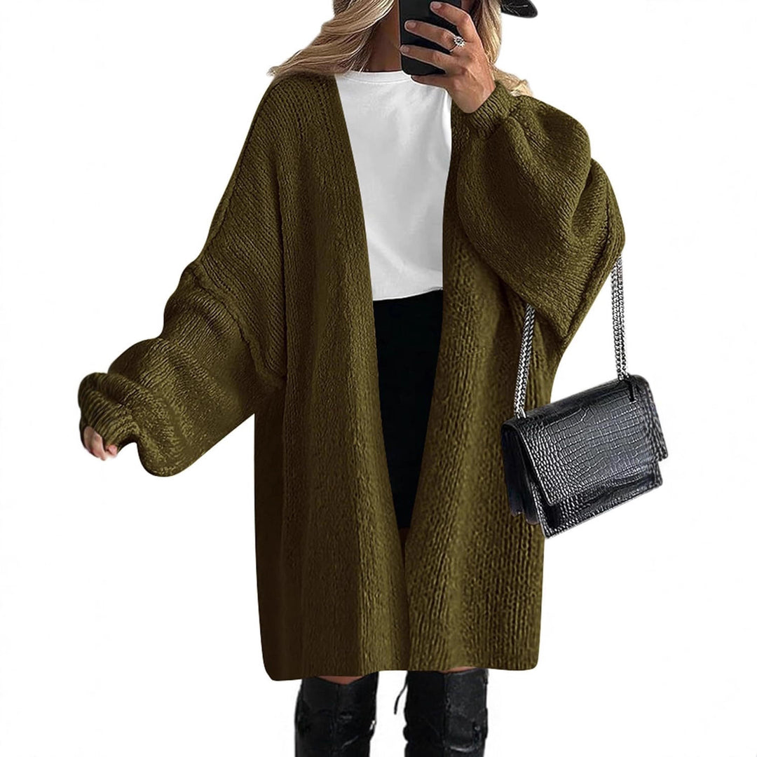 Damen lässiger Strickmantel mit offenem Schnitt und weitem Ärmelschnitt Drune