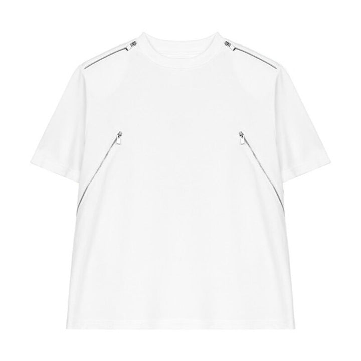 Unisex Designer T-Shirt mit seitlichen Reißverschlusstaschen Drune