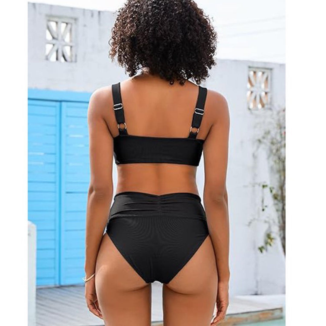 Damen Hochtailliertes Bikini-Set mit gerafftem Oberteil Drune