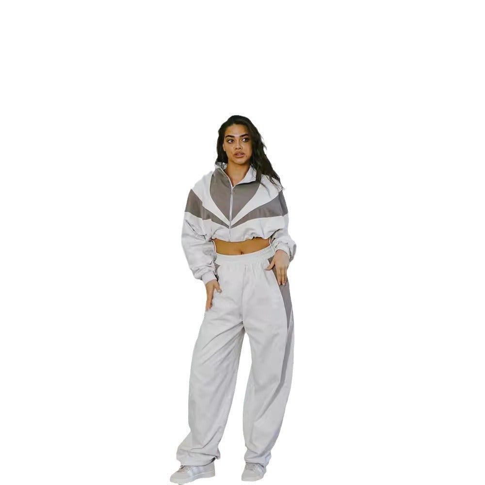 Damen Sportliche Freizeitjacke und weite Hose Set Drune