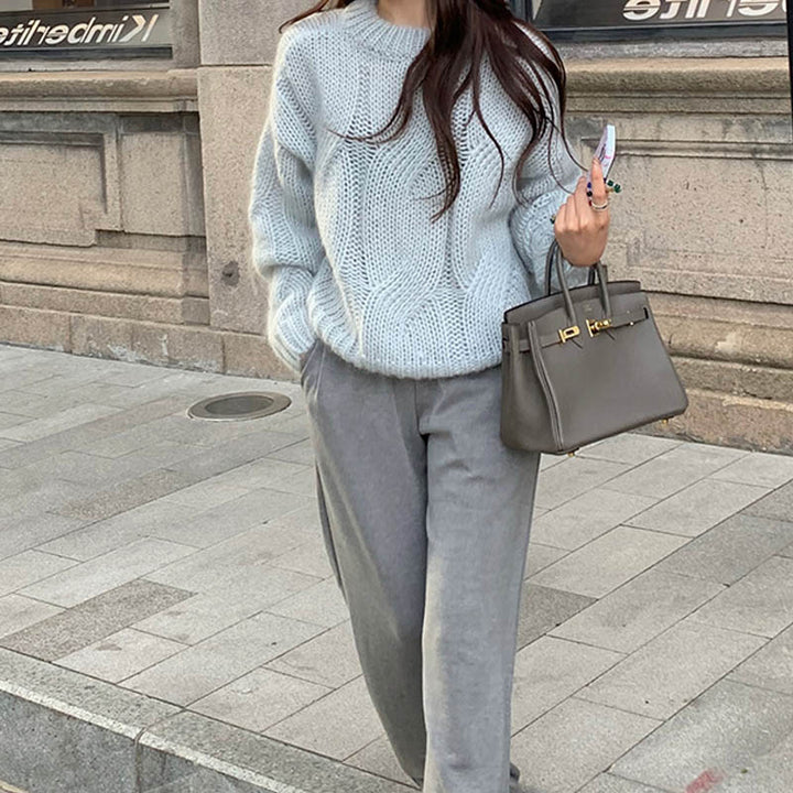 Damen Grobstrickpullover mit Zopfdesign und weichem Schnitt Drune