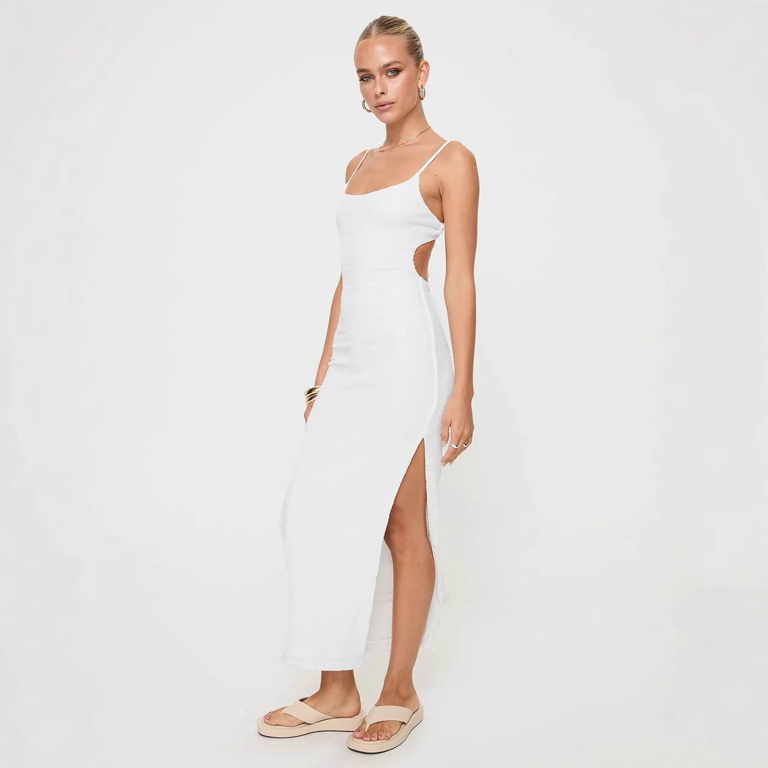 Damen Maxikleid mit schmalen Spaghettiträgern und figurumspielendem Schnitt Drune