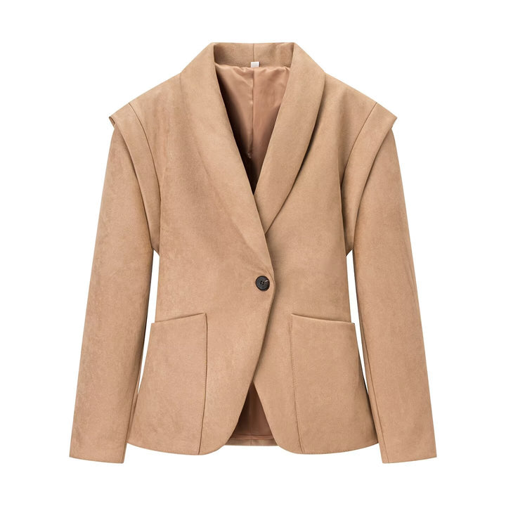 Damen Modische Blazerjacke aus weichem Wildlederimitat Drune
