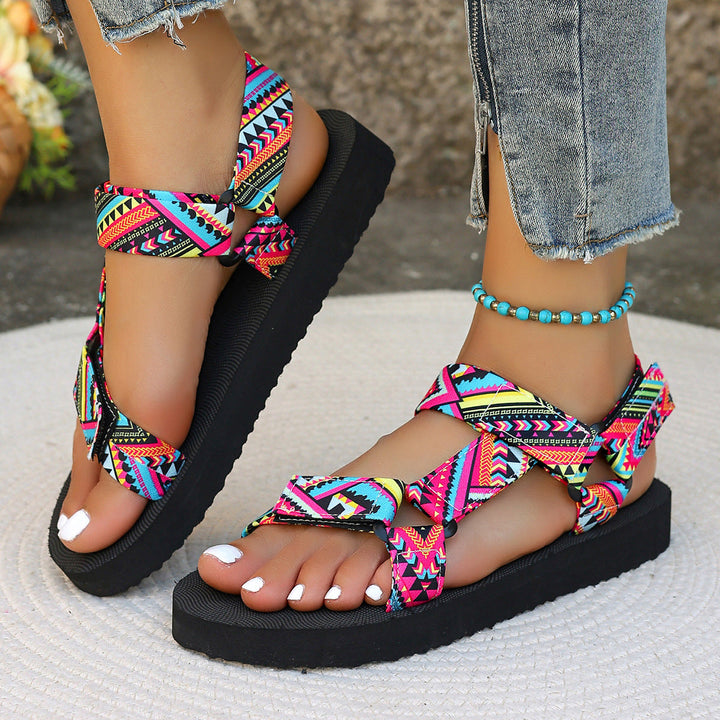 Damen Sommerliche Sport-Sandalen mit bunten Riemen und rutschfester Sohle Drune