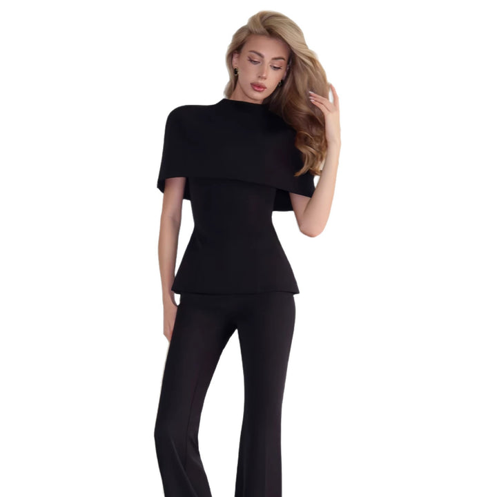 Damen Elegantes Oberteil mit schickem Cape-Ausschnitt und figurbetontem Design Drune