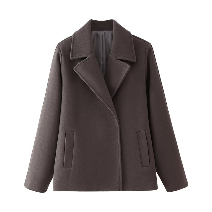 Damen Wollmantel mit elegantem Revers und praktischen Taschen Drune